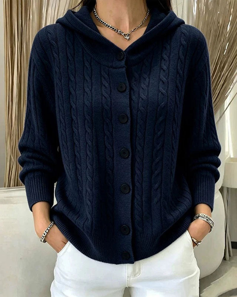 Hooded Open Front Knit Cardigan