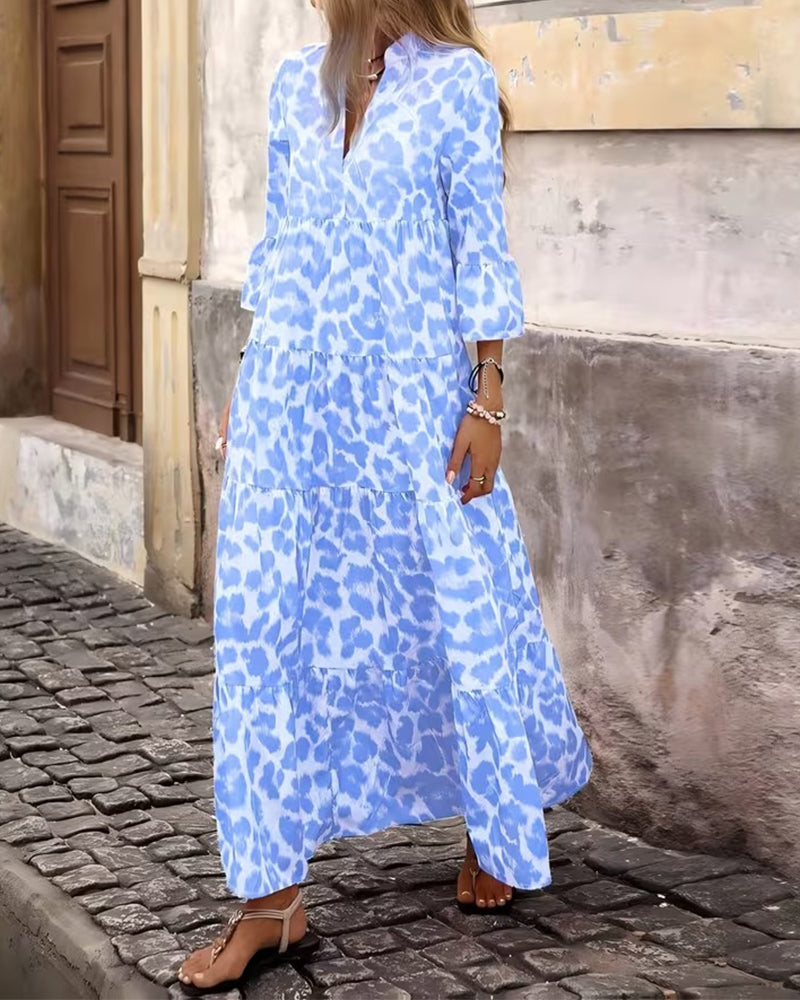 Leopard Print V-Neck Casual Dress