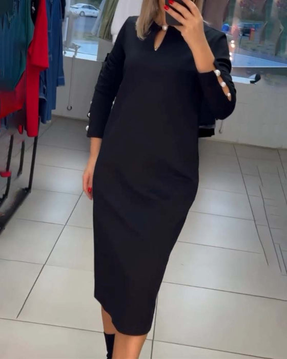 Elegant dress with pearl buttons