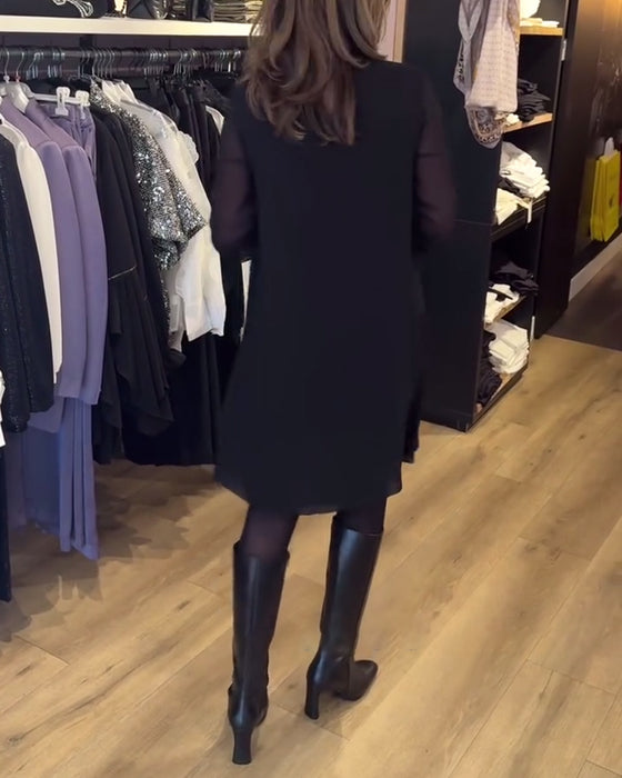 Solid color fashionable long sleeve dress