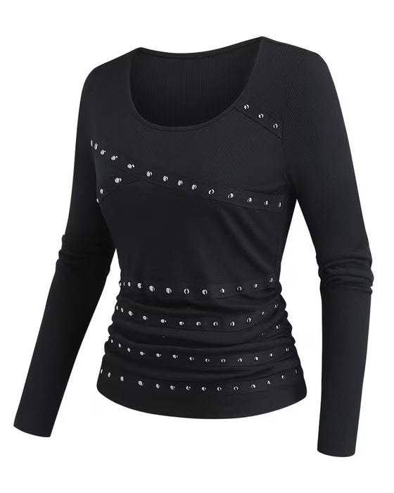 Stylish U-Neck Fitted Blouse