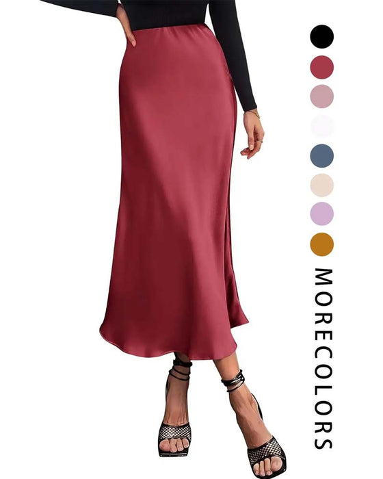 A-Line Solid Color Long Skirt