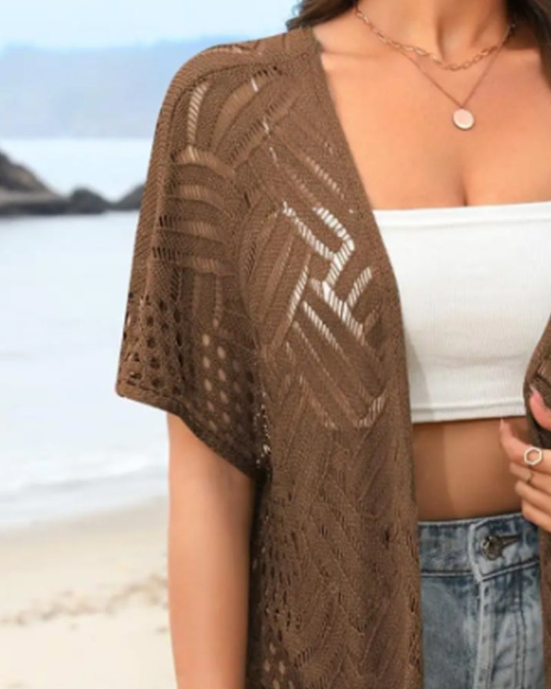 Cut-Out Fringe Knit Cardigans