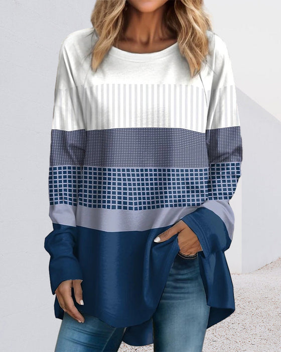 Round Neck Color Block Top