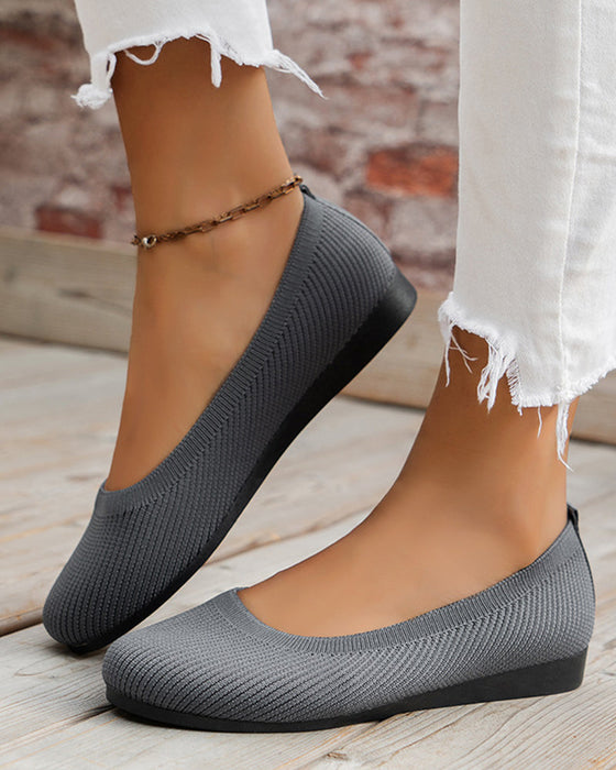 Round toe breathable flat shoes