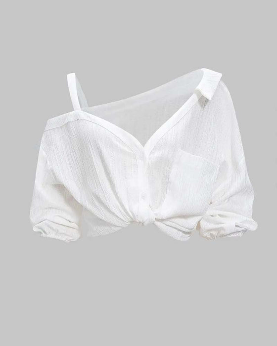 One-Shoulder Strap Twist Blouse