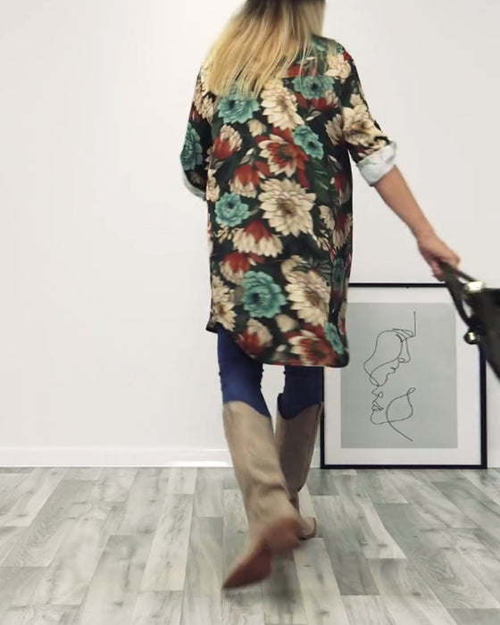 Lapel leopard print shirt