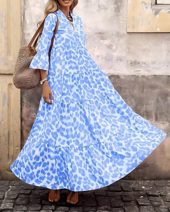 Leopard Print V-Neck Casual Dress