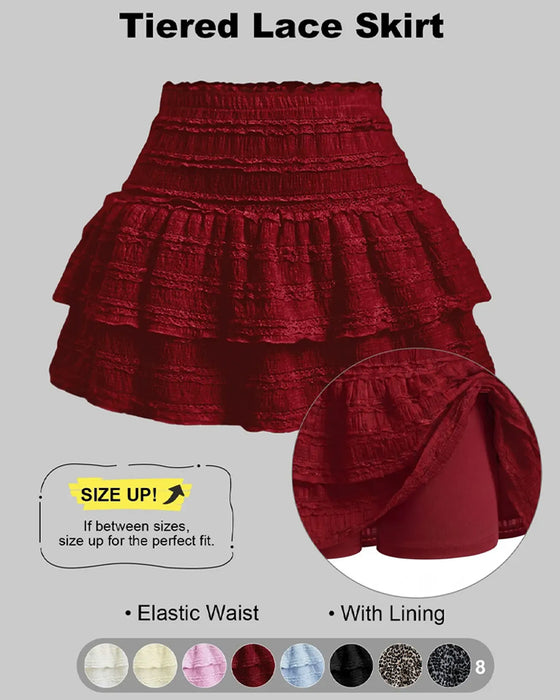 Ruched Waist Tiered Ruffle Skirt