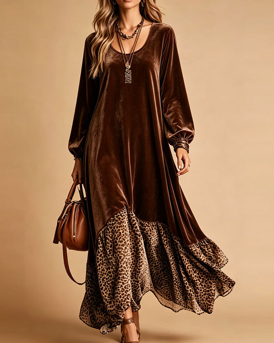 Casual Patchwork Leopard Dress