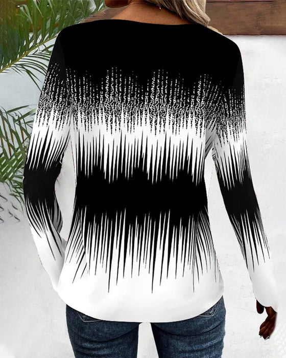 Buttoned gradient pattern top