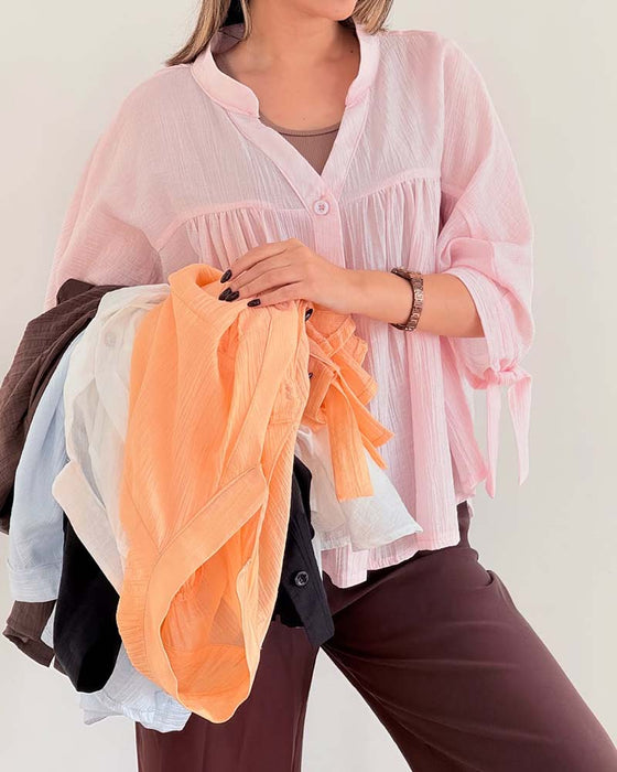 Casual Solid Color Loose Blouse