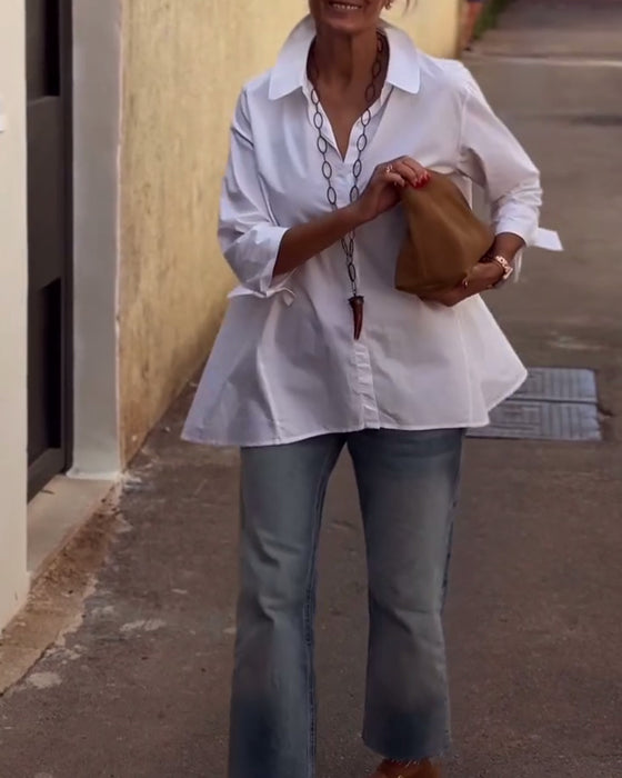 Lapel Long-Sleeved Casual Shirt