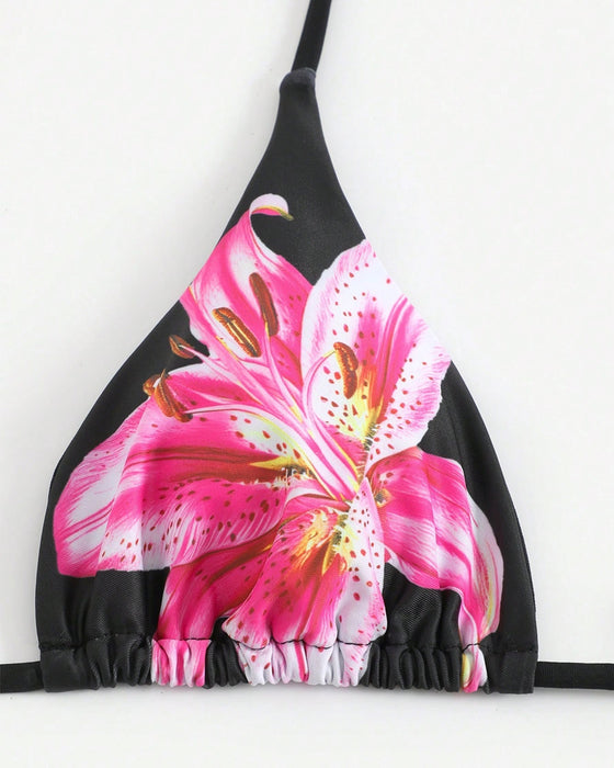 Sexy Printed Three-Piece Swimsuit