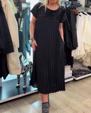 Fashionable Sequined Short-Sleeved Dress