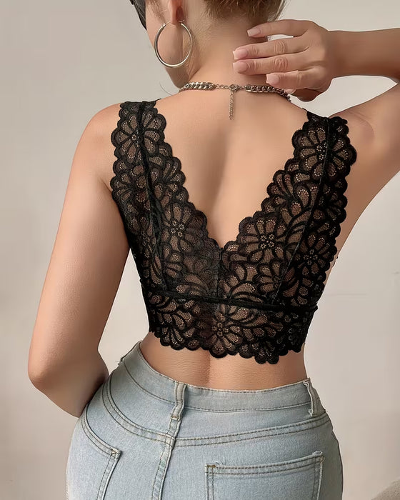 Solid Color Lace Hollow Out Underwear