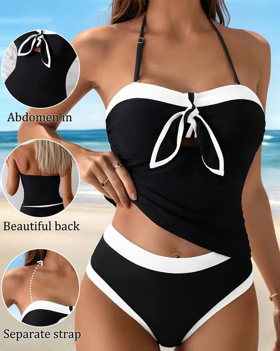 Halter Bandeau Contrast Tankini