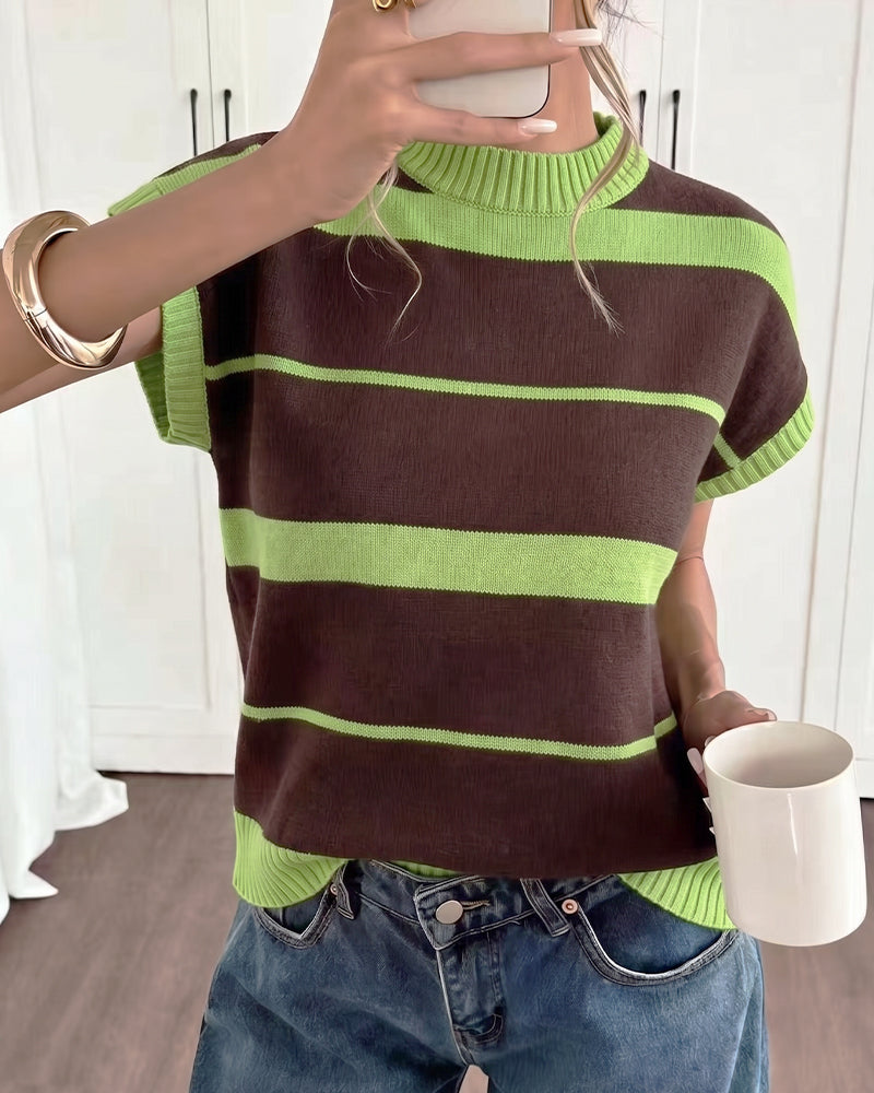 Short Sleeve Striped Pullover