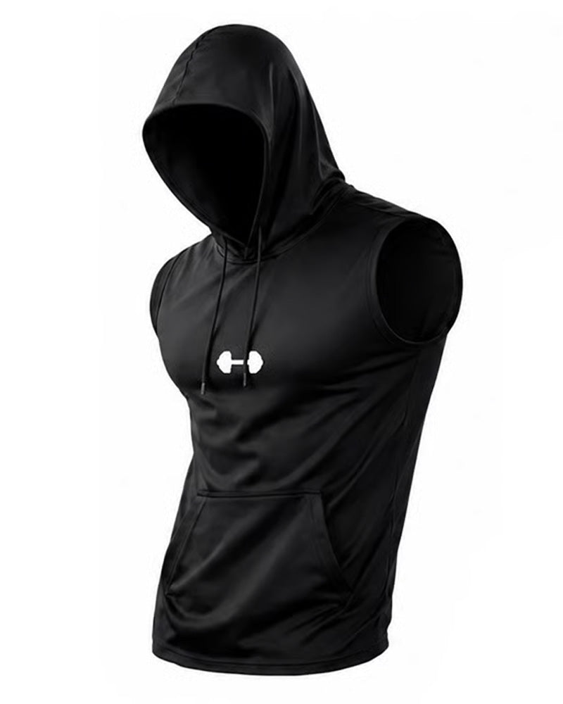 Hooded Sweatshirt Sleeveless Drawstring Tank Top