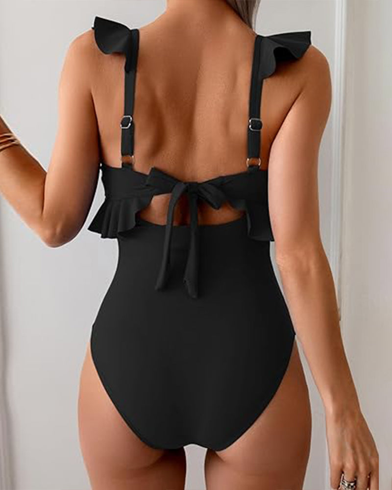 Ruffle Pleated One-Piece