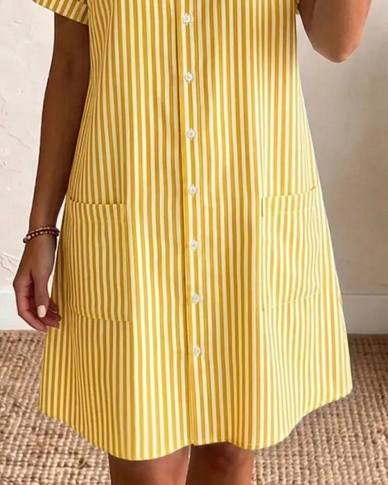 Striped Pocket Shirt Dress
