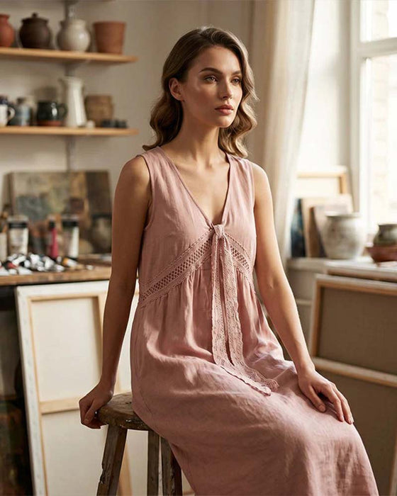 Solid Lace Sleeveless Dress