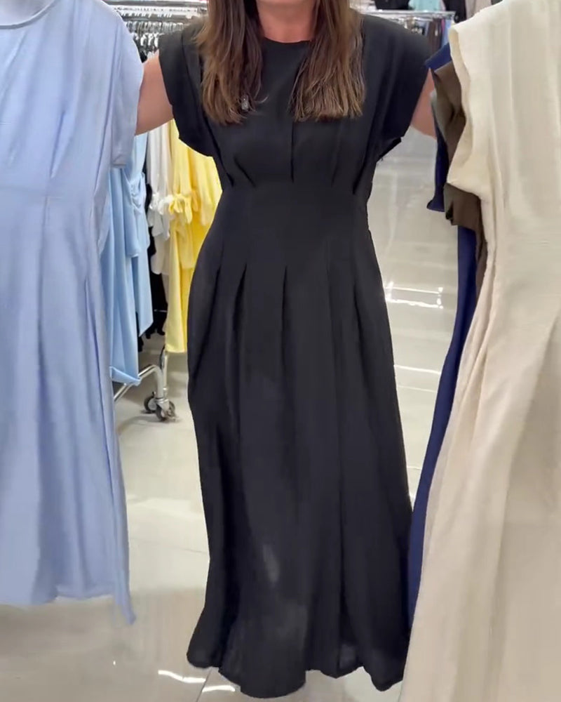 Shirred Flutter Sleeve Waist Dress