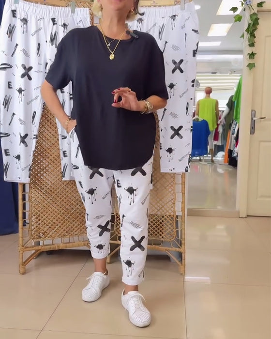 Mid-Rise Casual Printed Pants