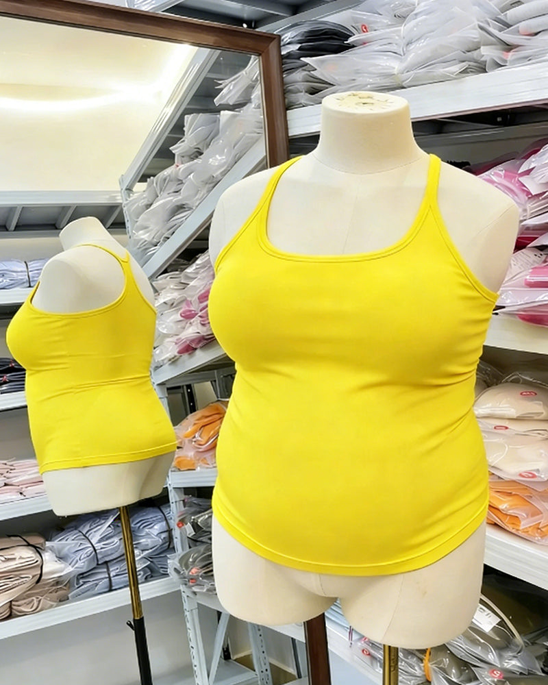 Plus-Size Racerback Tank Top with Built-in Bra