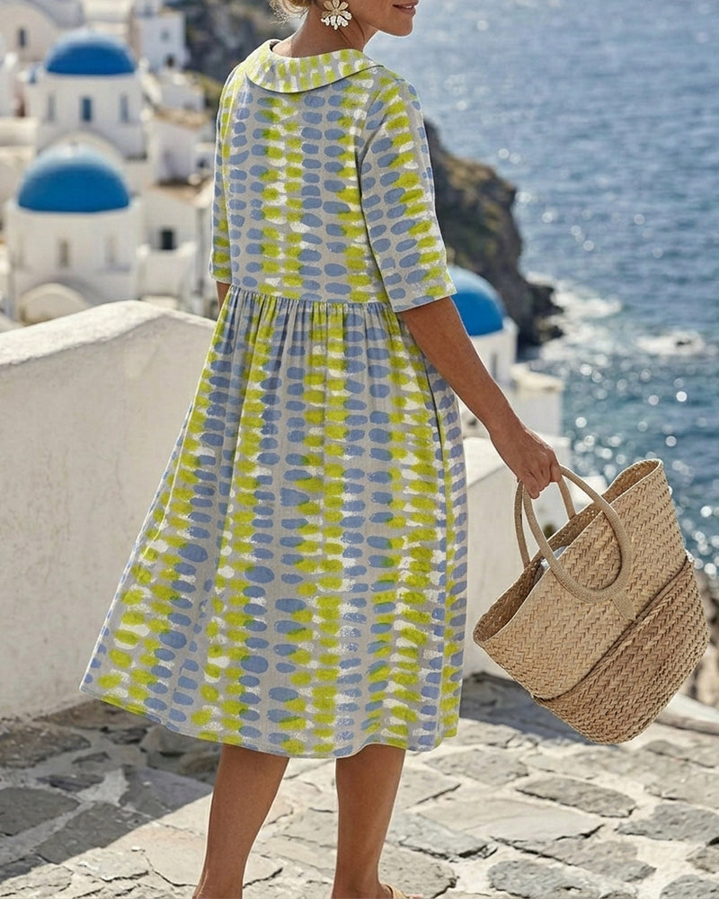 Colorful Polka Dot Lapel Dress