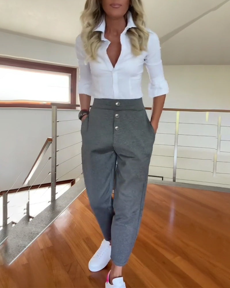 Stylish Button-Down Harem Pants