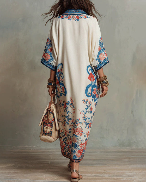 Bohemian Lapel Casual Dress