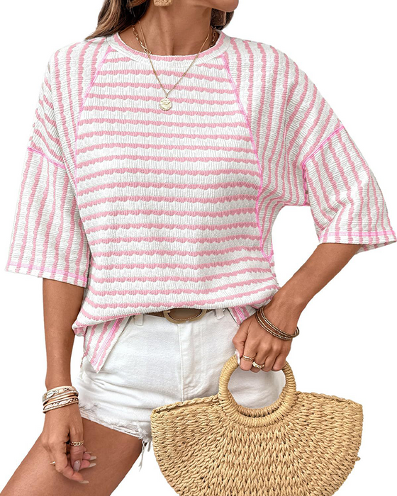 Versatile Striped Short-Sleeve T-Shirt