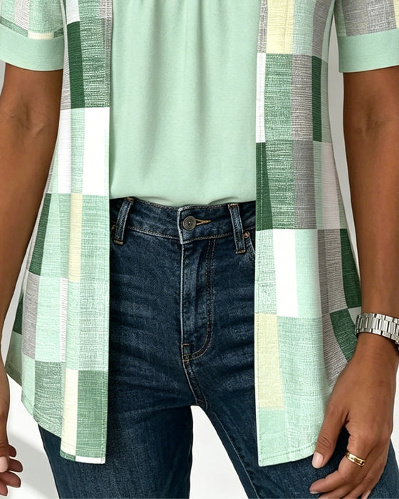 Fake Two-Piece Geometric Print T-Shirt