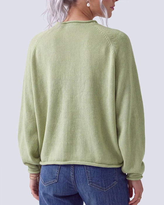 Crew Neck Fish Print Drop Shoulder Pullover