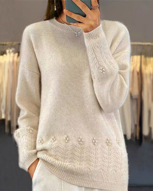 Women's Solid-Colored Fitted Pullover in Retro Style