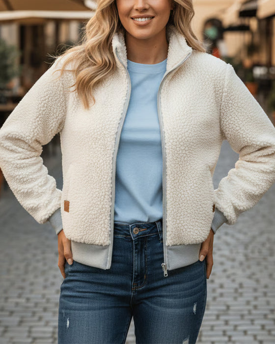 Stand Collar Fleece Zipper Jacket