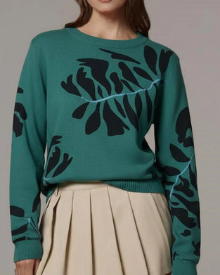 Women's Colorblock Crochet Knit Sweater, Long Sleeve Crewneck Loose Fit Pullover Top, Boho Vintage Cotton Knitwear