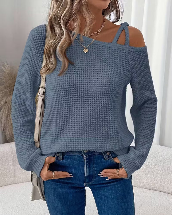 Off-Shoulder Long-Sleeved Casual Top