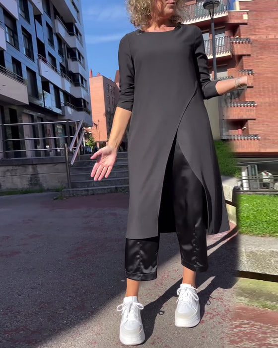 Fashionable Irregular Slit Shirt