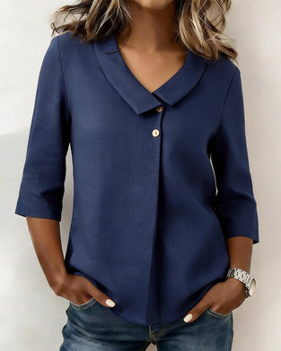 Lapel Button Babydoll Blouse