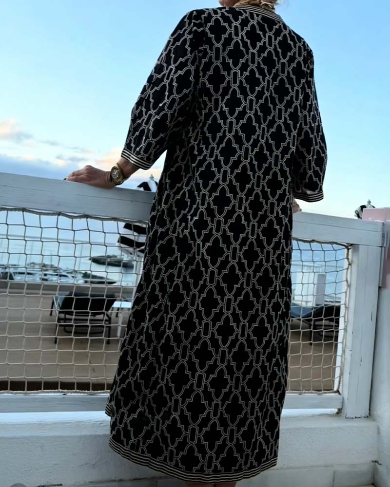 Geometric Print Maxi Dress