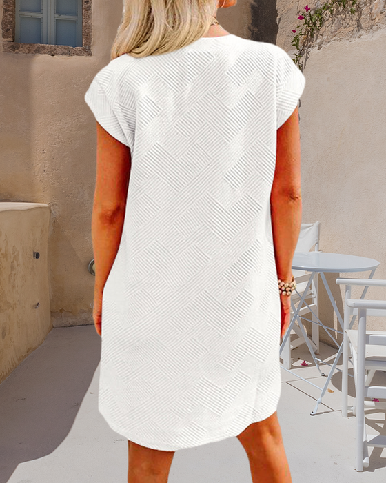 Crew neck pocket short sleeve dress