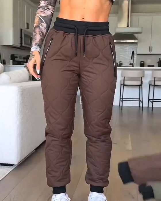 Quilted Hemmed Cotton Pants