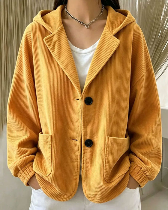 Casual Hooded Button Pocket Coat