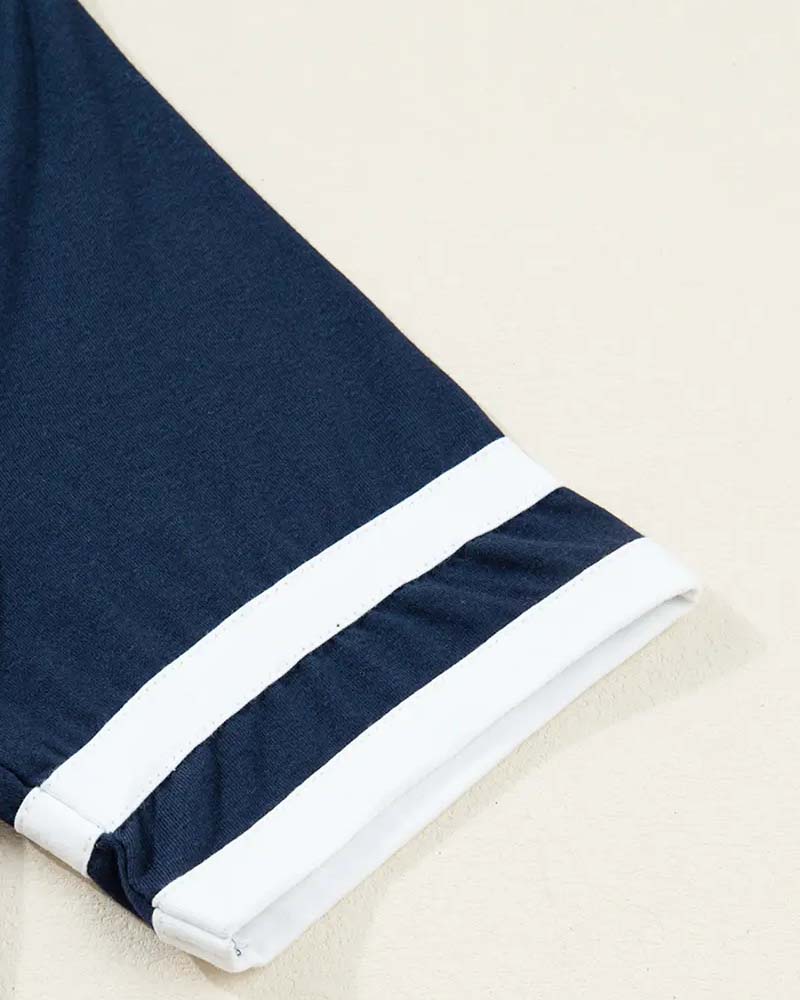 Small V-Neck Color-Blocked T-Shirt