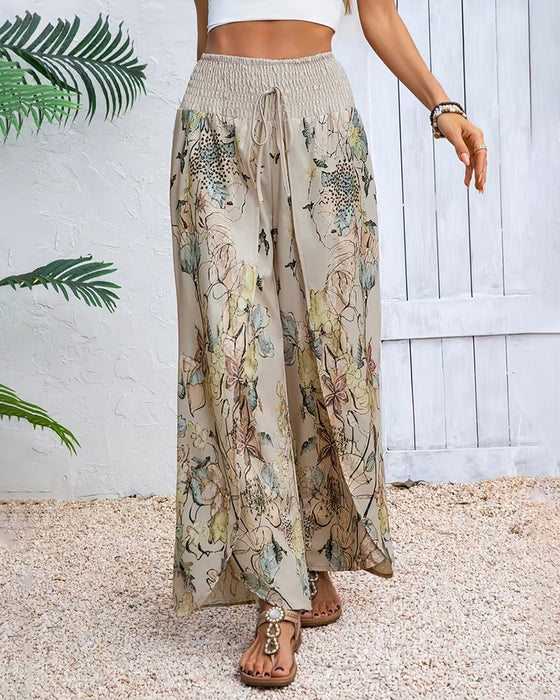 Ink Print Casual Wide-Leg Pants