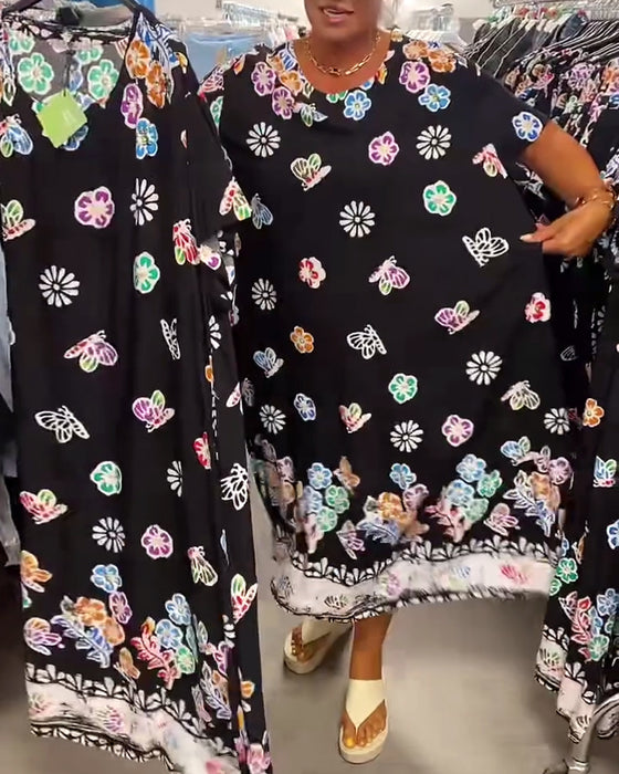 Oversized Printed Loose Dress