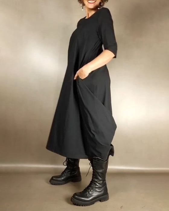 Loose A-Line Dress with Pocket