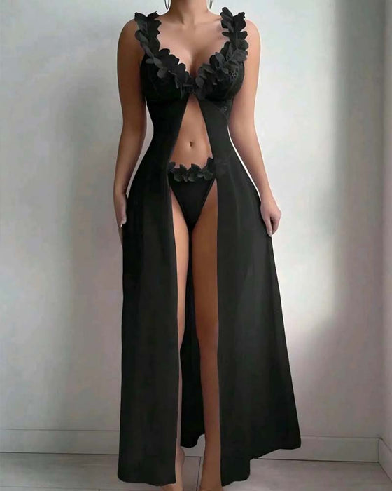 Flower Suspender See-Through Lingerie